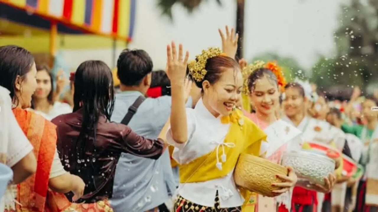 People celebrating Sanken Festival in Namsai