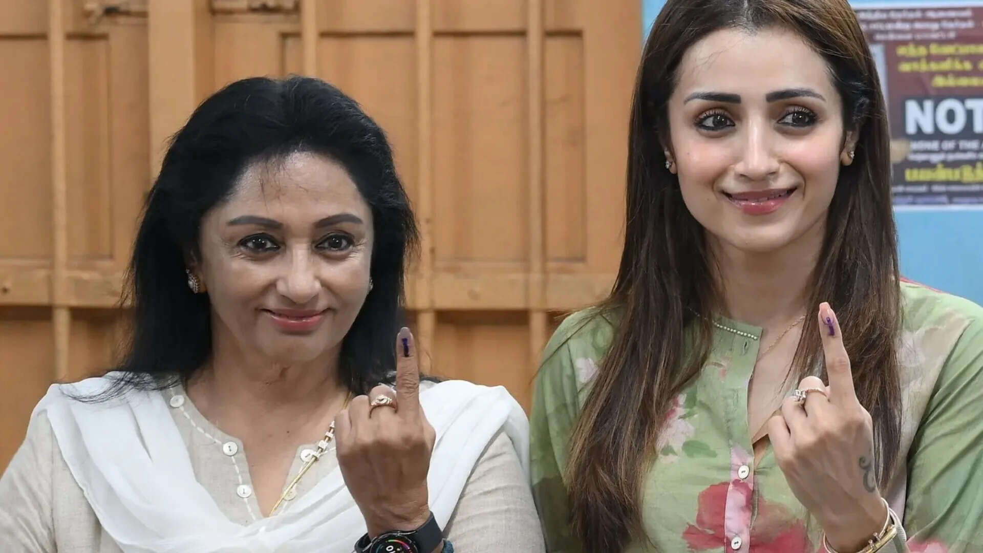 Trisha casts vote along with her mother in Chennai