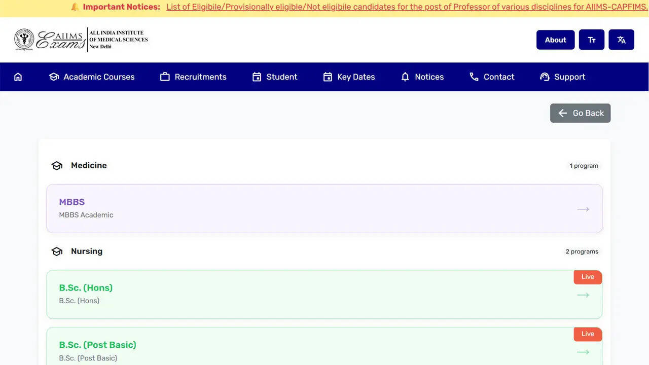 AIIMS B.Sc. courses 2026 application closes today, check exam dates, fees and eligibility details: Direct link