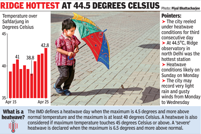 Delhi sizzles as mercury hits 42.8°C