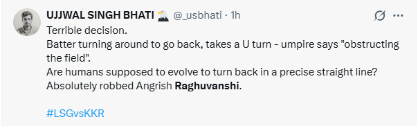 ​Fan reaction on Raghuvanshi’s dismissal​