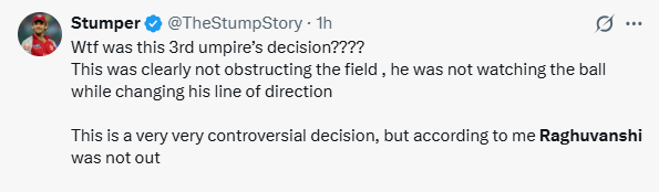 ​Fan reaction to Raghuvanshi’s dismissal​