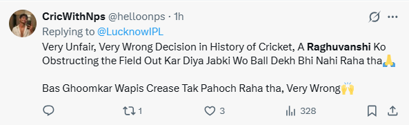 ​Fan reaction to Raghuvanshi’s dismissal​