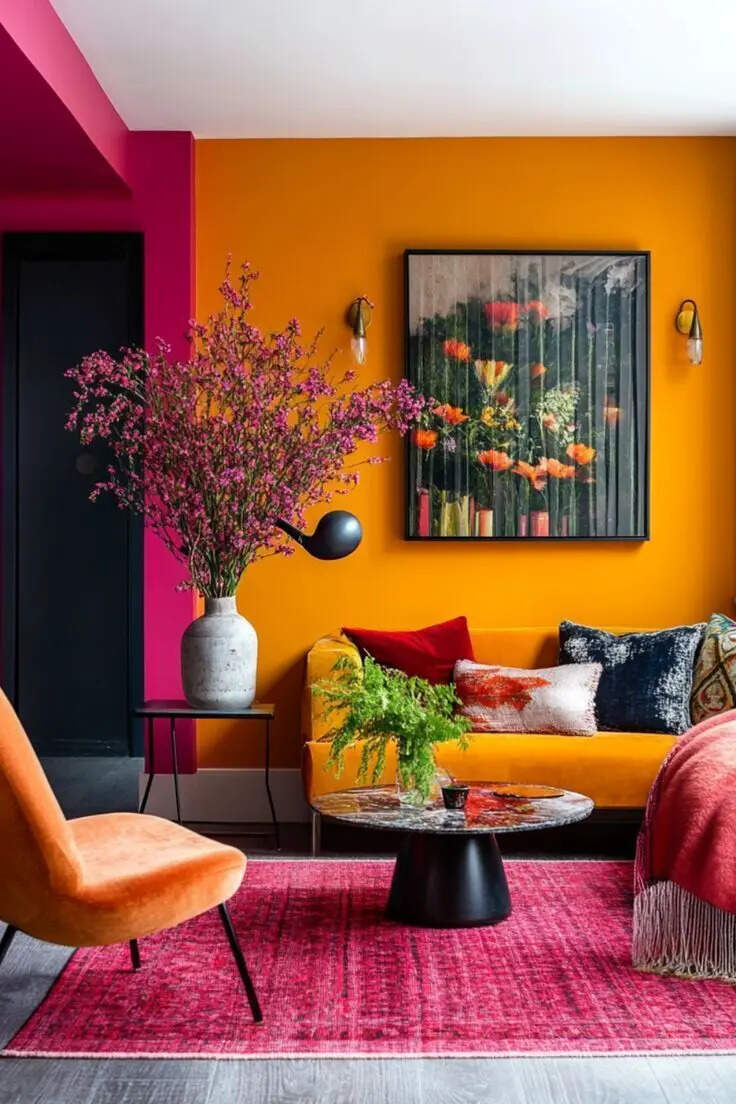 ​How to successfully combine bold colours in a room, using balance, contrast and placement to keep spaces feeling harmonious