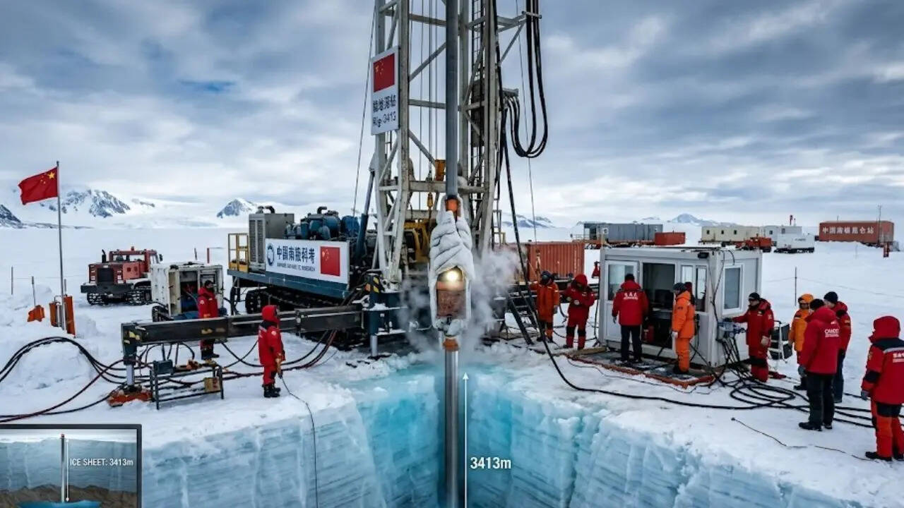 China drills 3413 metres through Antarctic ice to reach the hidden waters of Lake Qilin