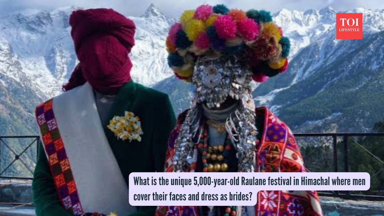 What is the unique 5,000-year-old Raulane festival in Himachal where men cover their faces and dress as brides