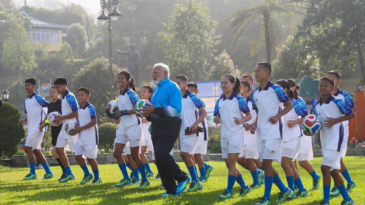 PM Modi joins youngsters for friendly football game in Gangtok during Sikkim visit; shares photos
