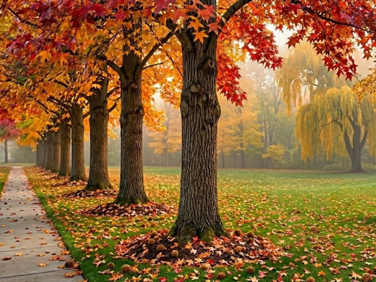 Series of American Sweetgum in the backyard