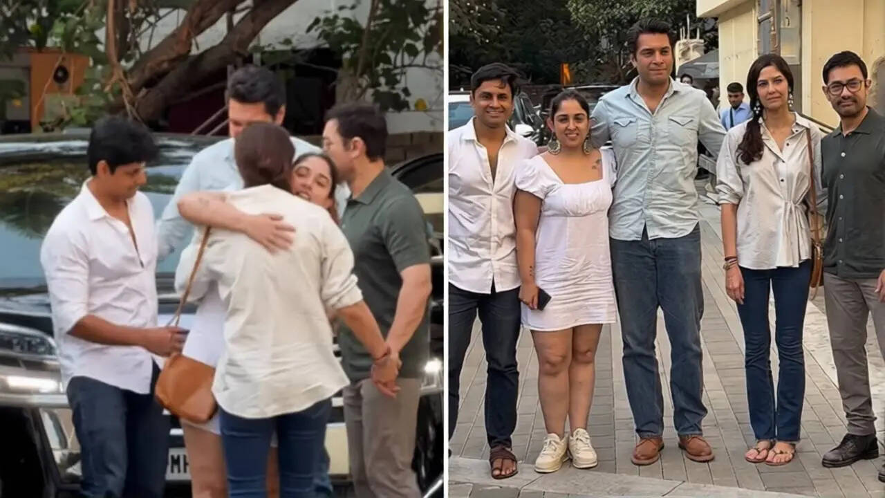 Ira, Nupur greet Aamir-Gauri with warm hugs; Junaid joins