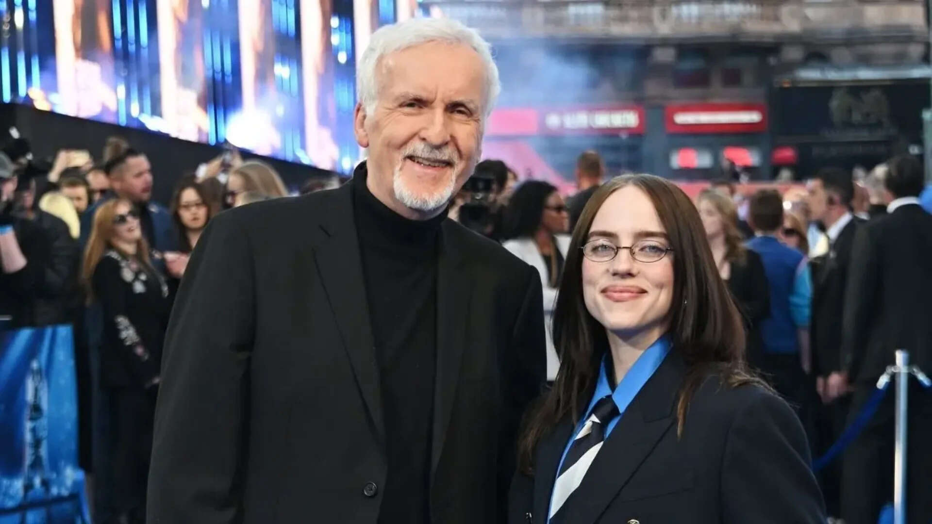 Billie Eilish attends the London premiere with James Cameron