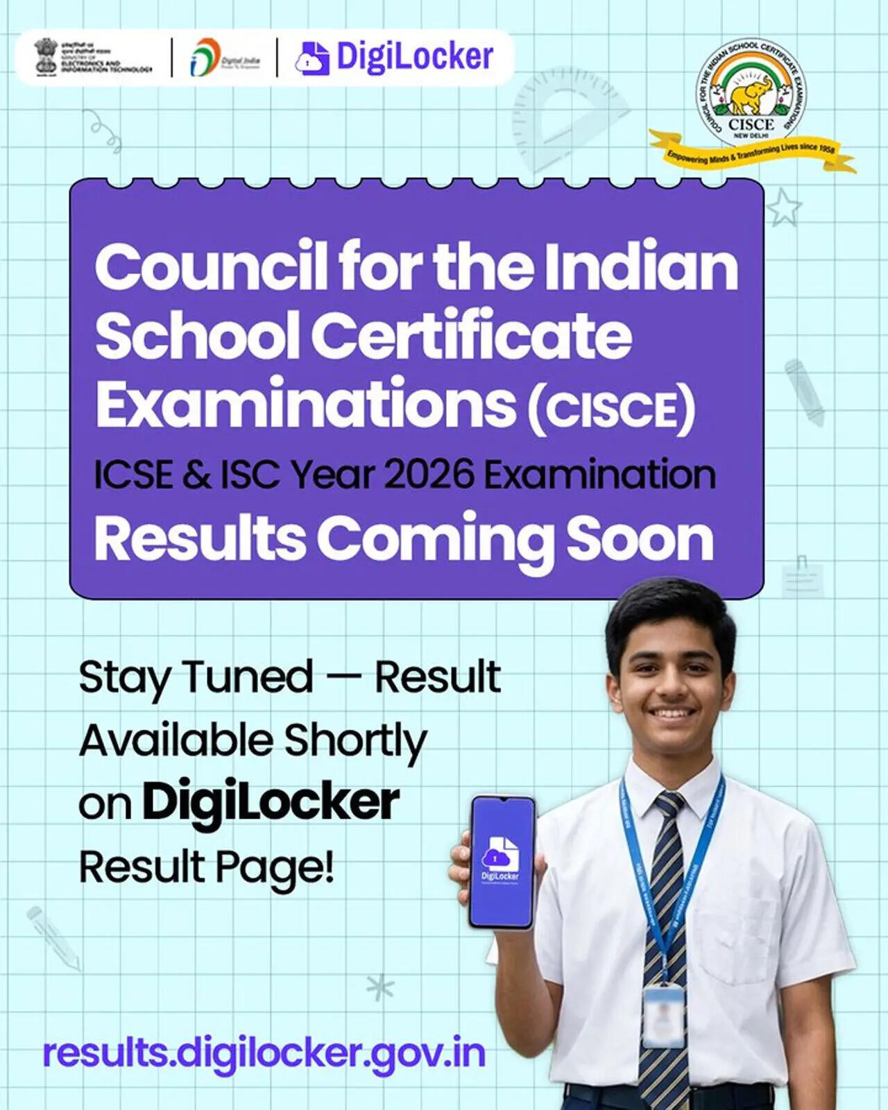 The CISCE will announce the ISC Class 12 results 2026 today at 11:00 AM via its official website and DigiLocker.