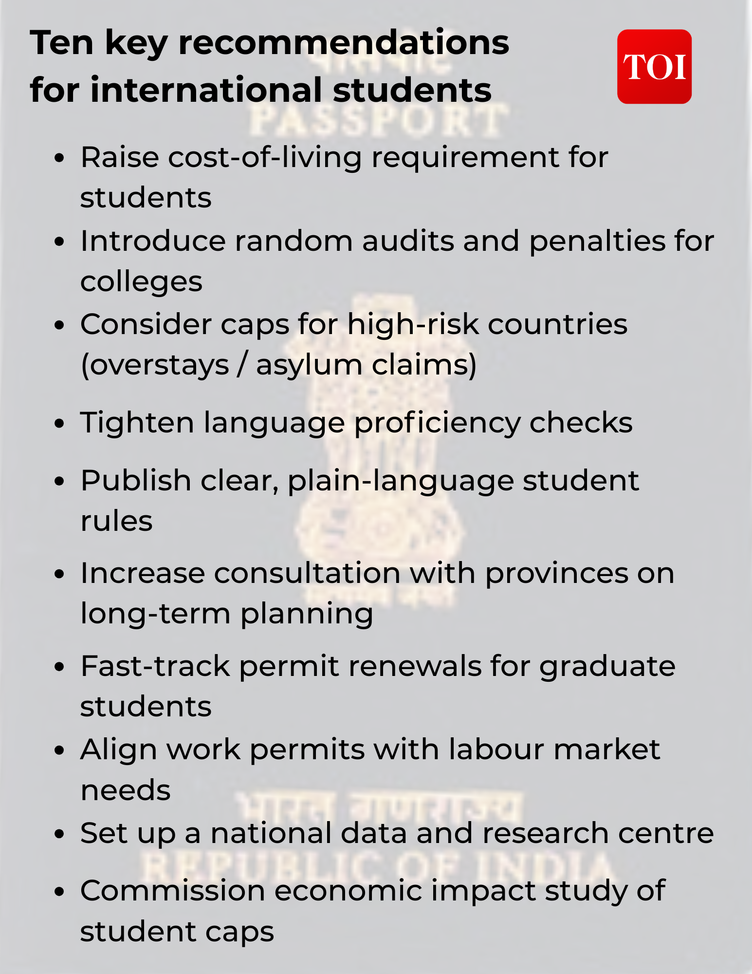 Ten key recommendations for international students