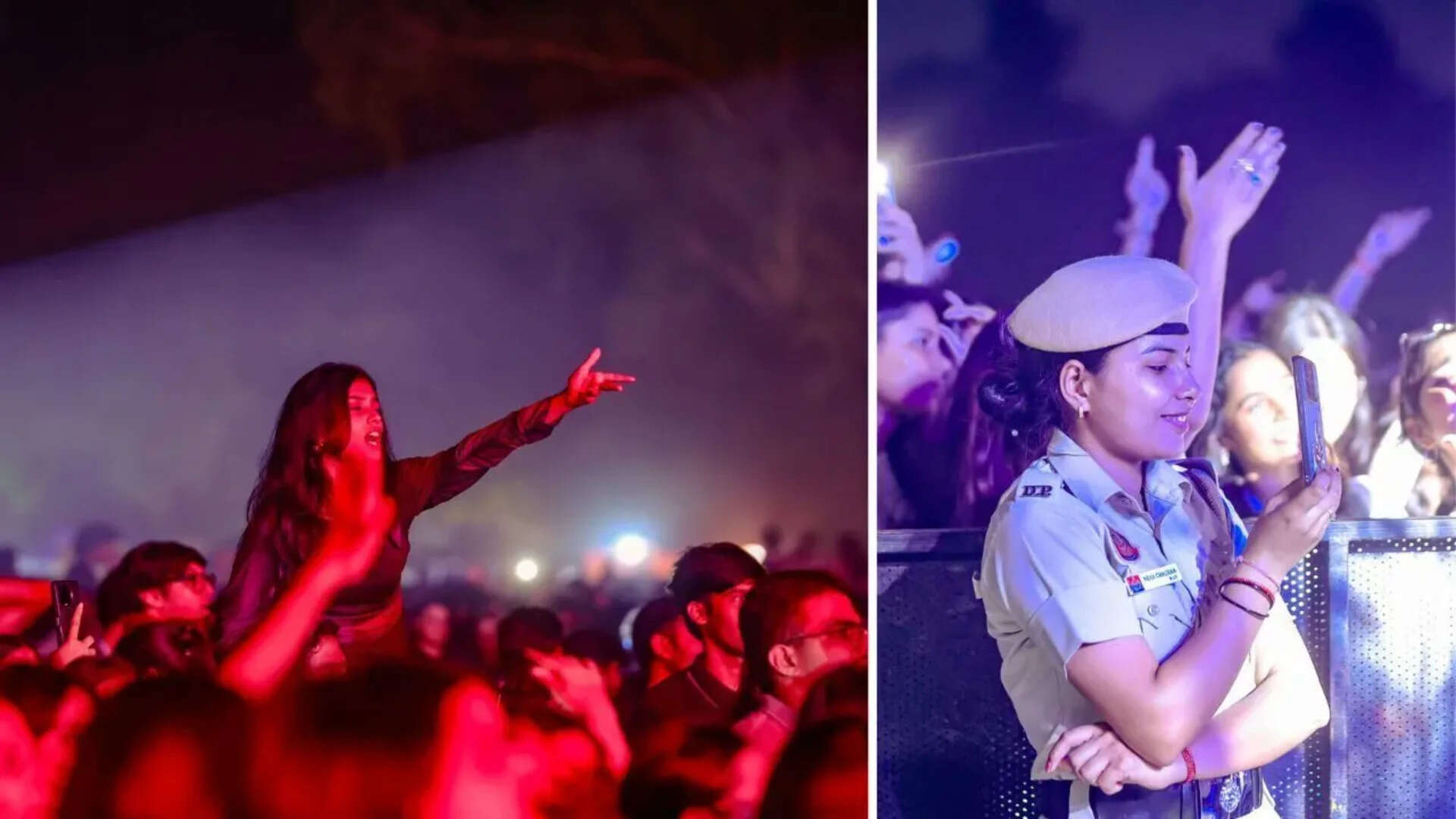 Students climbed on each other's shoulders, security personnel also indulged in the performance