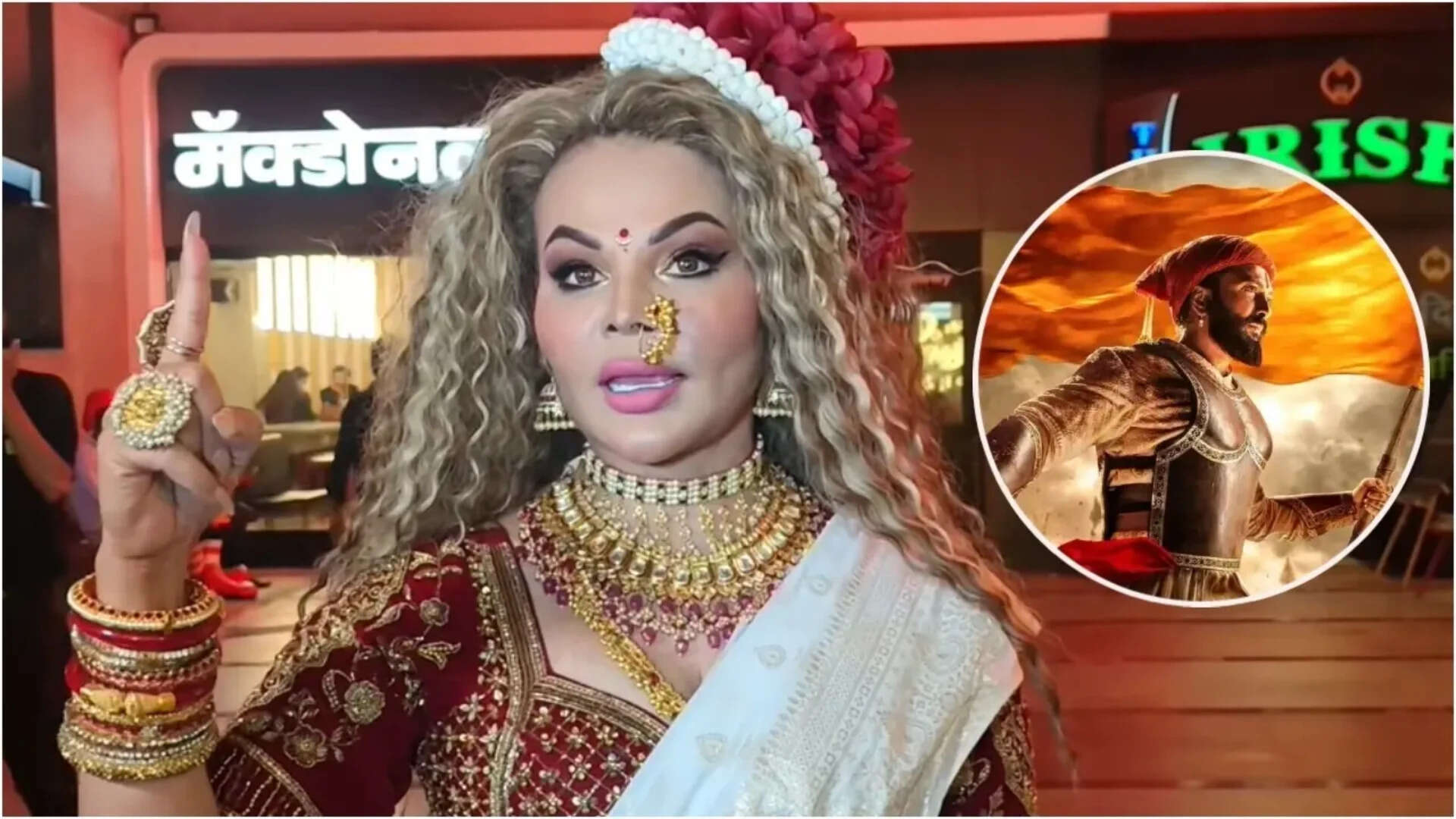 'Raja Shivaji': Rakhi arrives in white saree for premiere