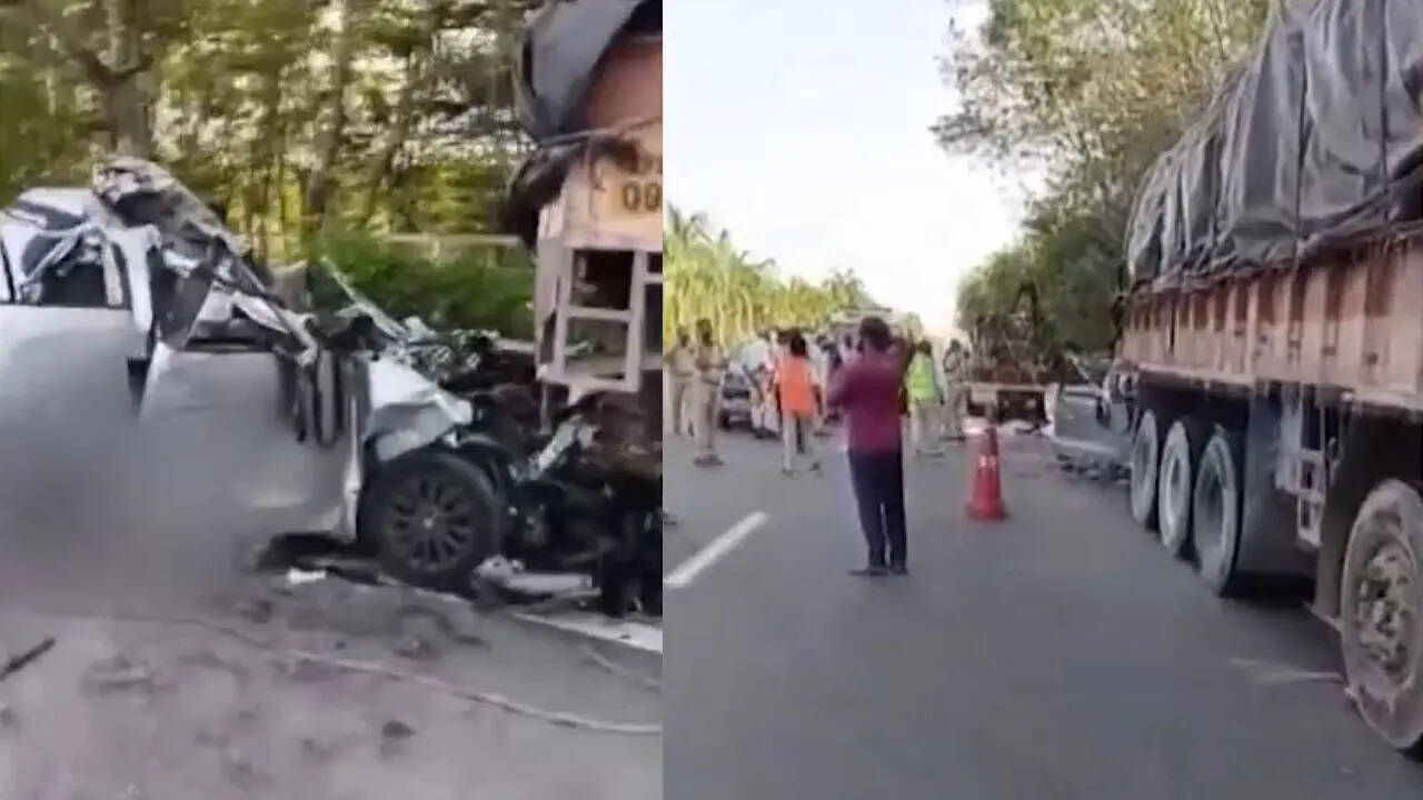 At least 6 killed after car crashes into stationary lorry in Telangana
