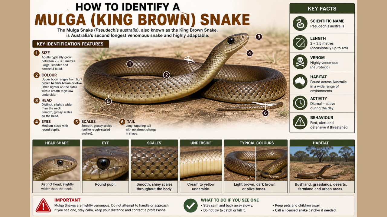 How to identify a Mulga (King Brown) snake