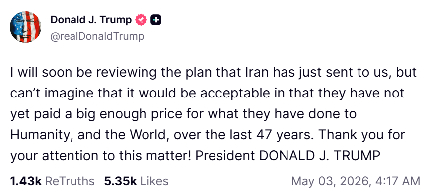 Trump's post on Truth Social
