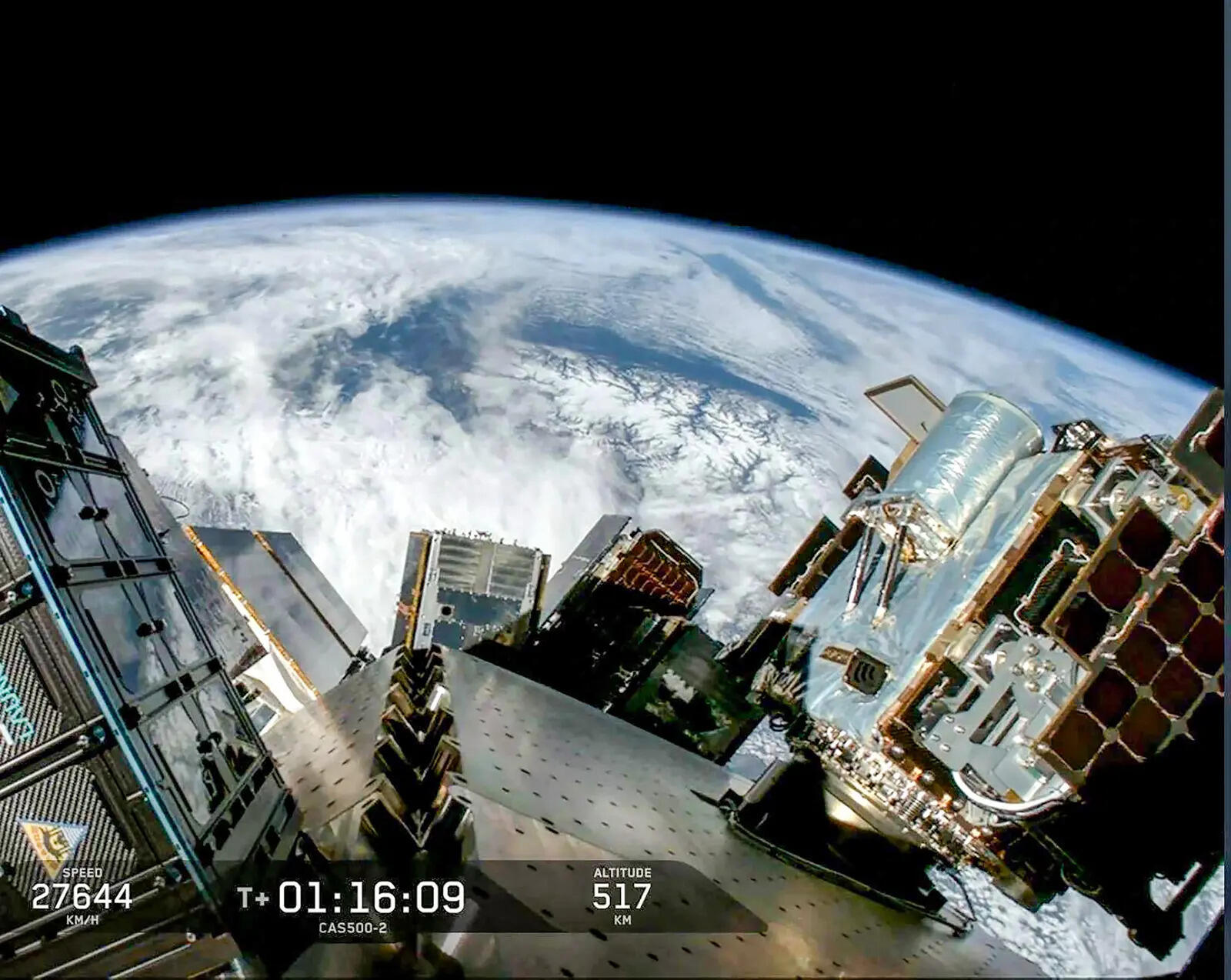 : A view from orbit shows GalaxEye's Mission Drishti satellite after successful separation following launch aboard a SpaceX Falcon 9 rocket on Sunday