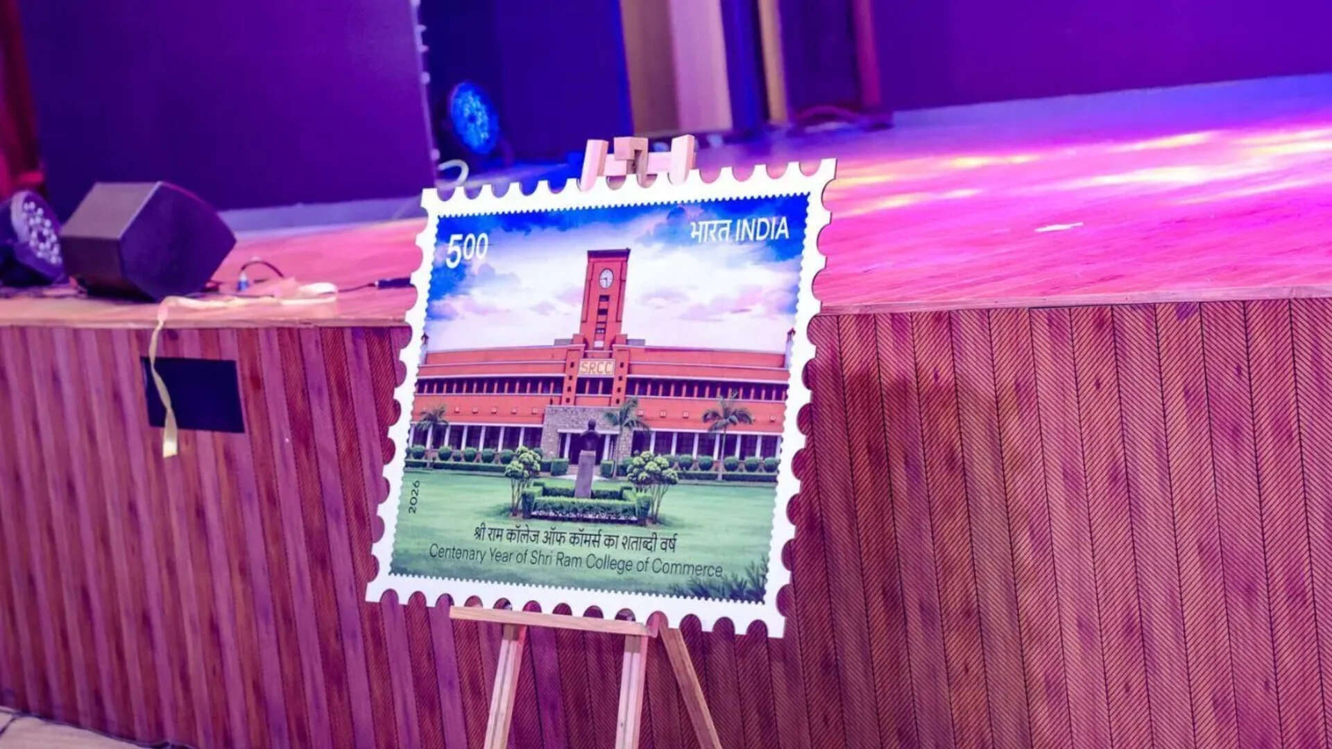 Commemorative stamp issued by India Post to mark 100 years of SRCC
