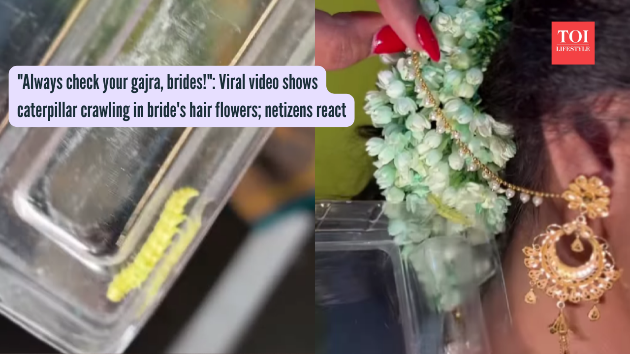 Always check your gajra, brides! Viral video shows caterpillar crawling in bride's hair flowers; netizens react