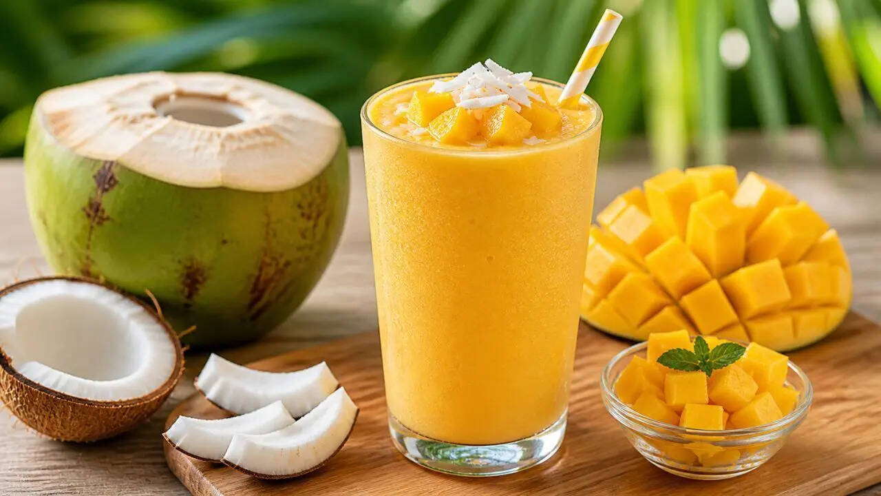 Coconut water mango smoothie