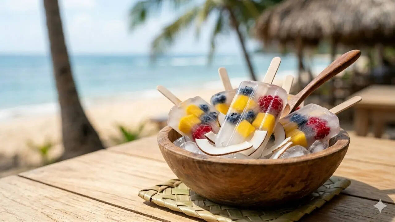 Coconut water ice pops