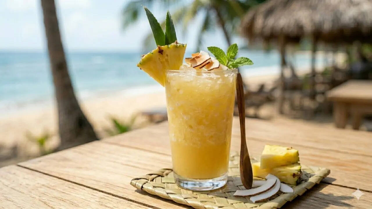 Coconut water pineapple mocktail