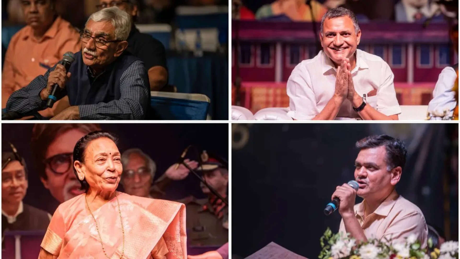 (Clockwise) Subhash Chander Khurana, batch of 1976, Sudhakar Singh, batch of 1995, Ajeet Kumar, convenor of alumni committee, Vasuben Trivedi, chairperson of the college governing body