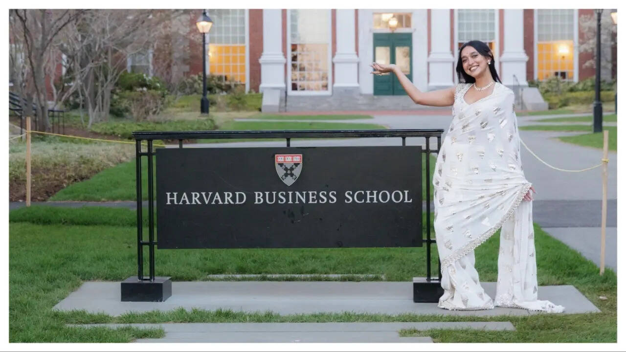 Sayani Gupta poses at Harvard Business School