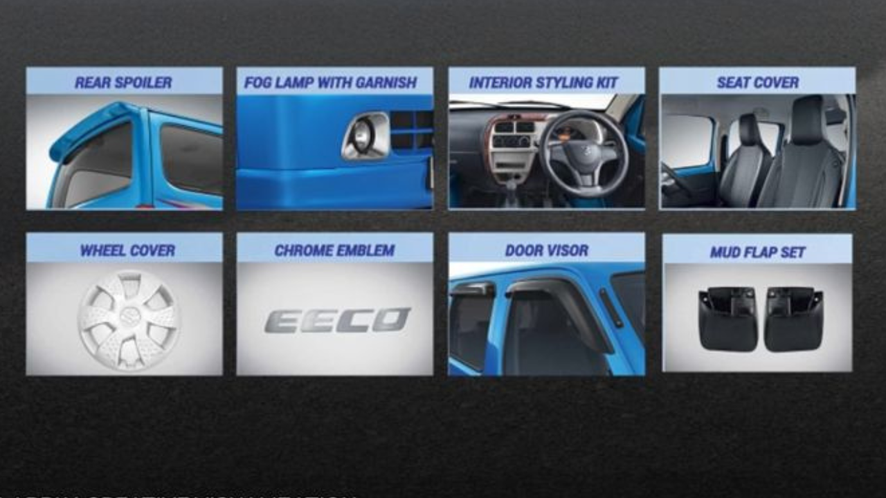 The Star Edition package adds 18 accessories to the Maruti Suzuki Eeco across the exterior and interior.