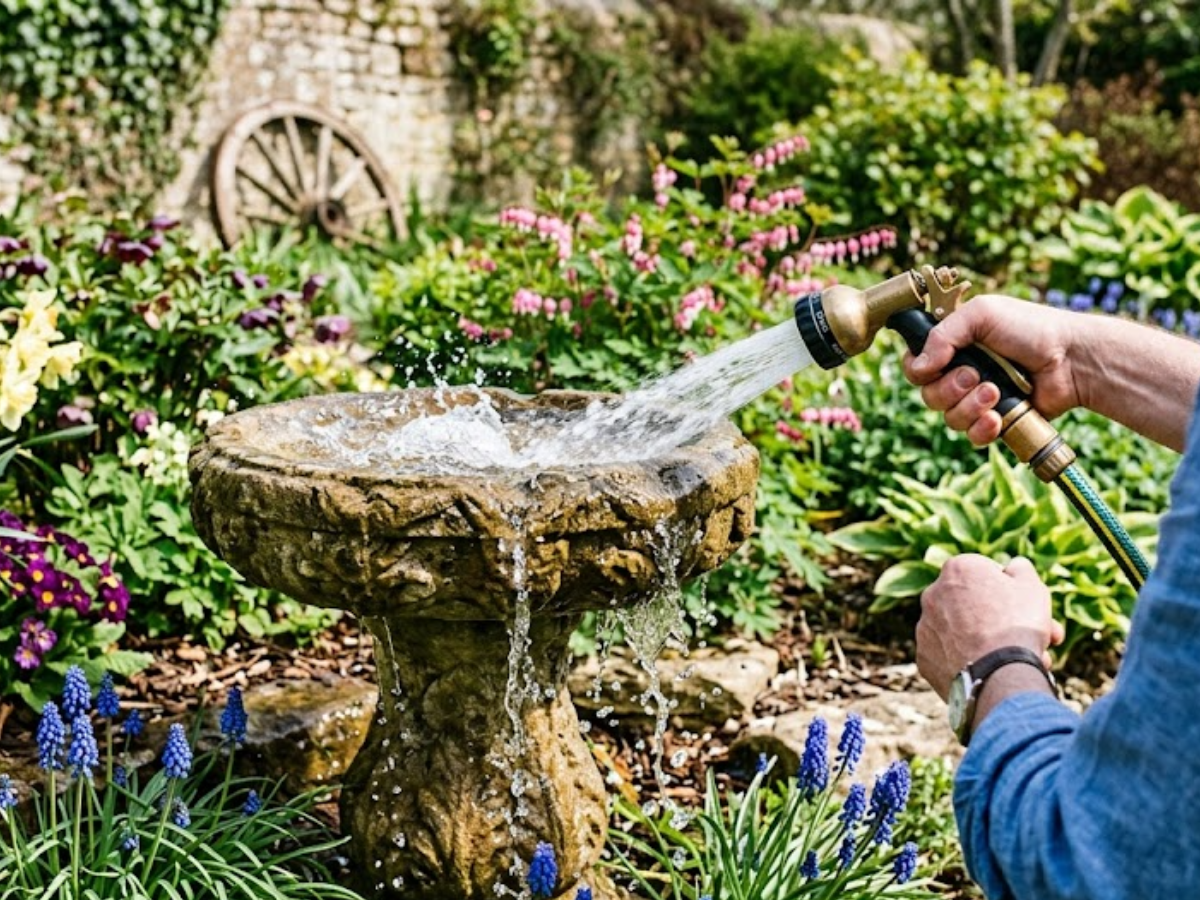 Cleaning a birdbath