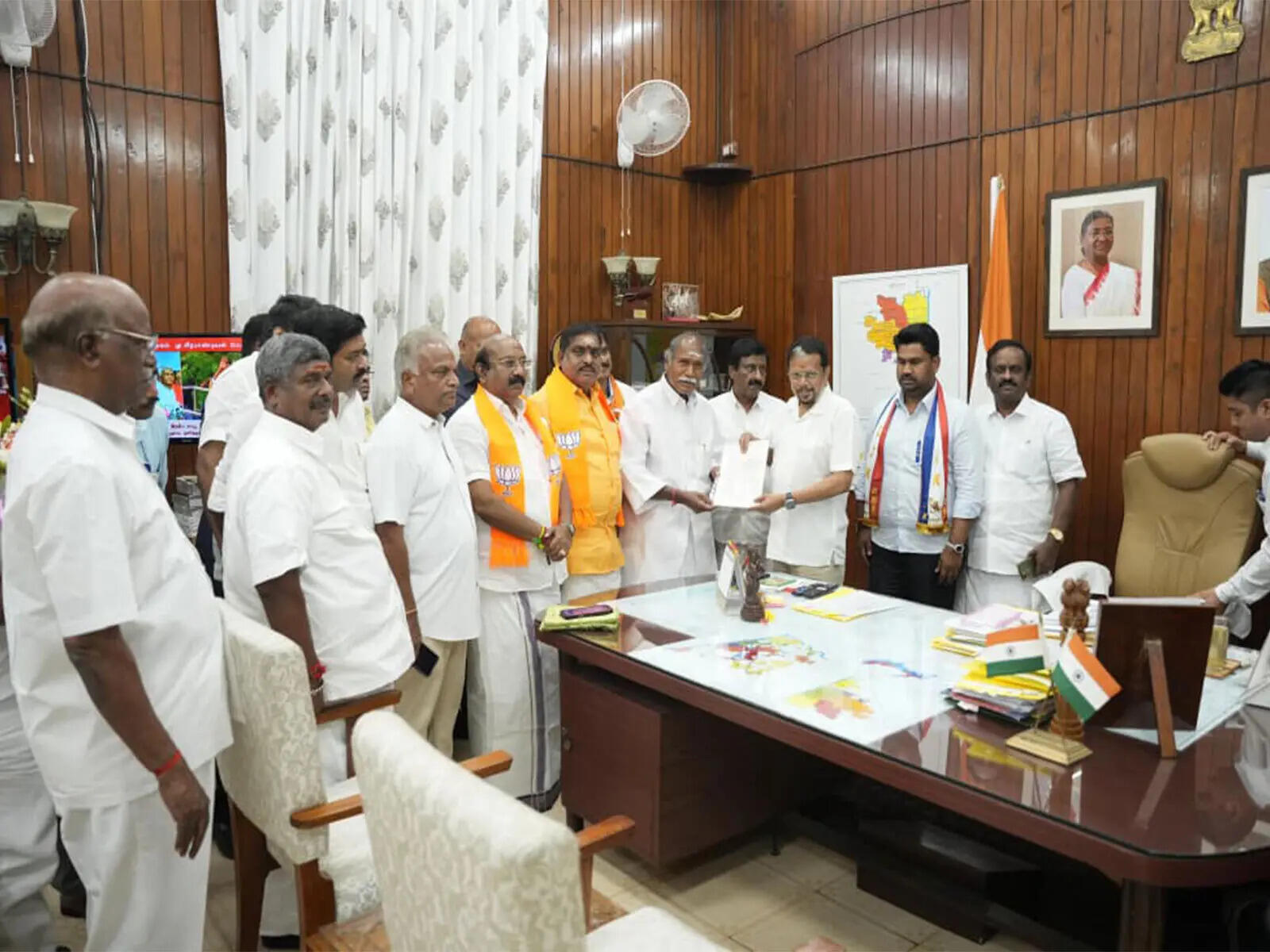 Rangasamy meets LG, stakes claim to form government in Puducherry