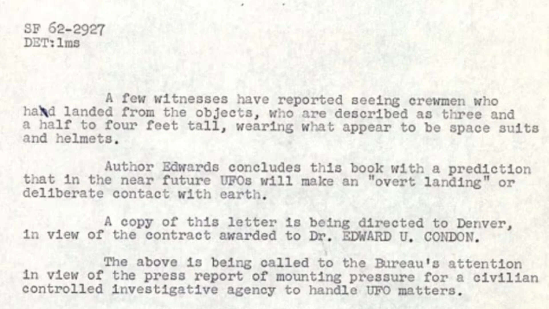 ‘Four feet tall, wearing space suits and helmets’: FBI UFO files reveal bizarre claims