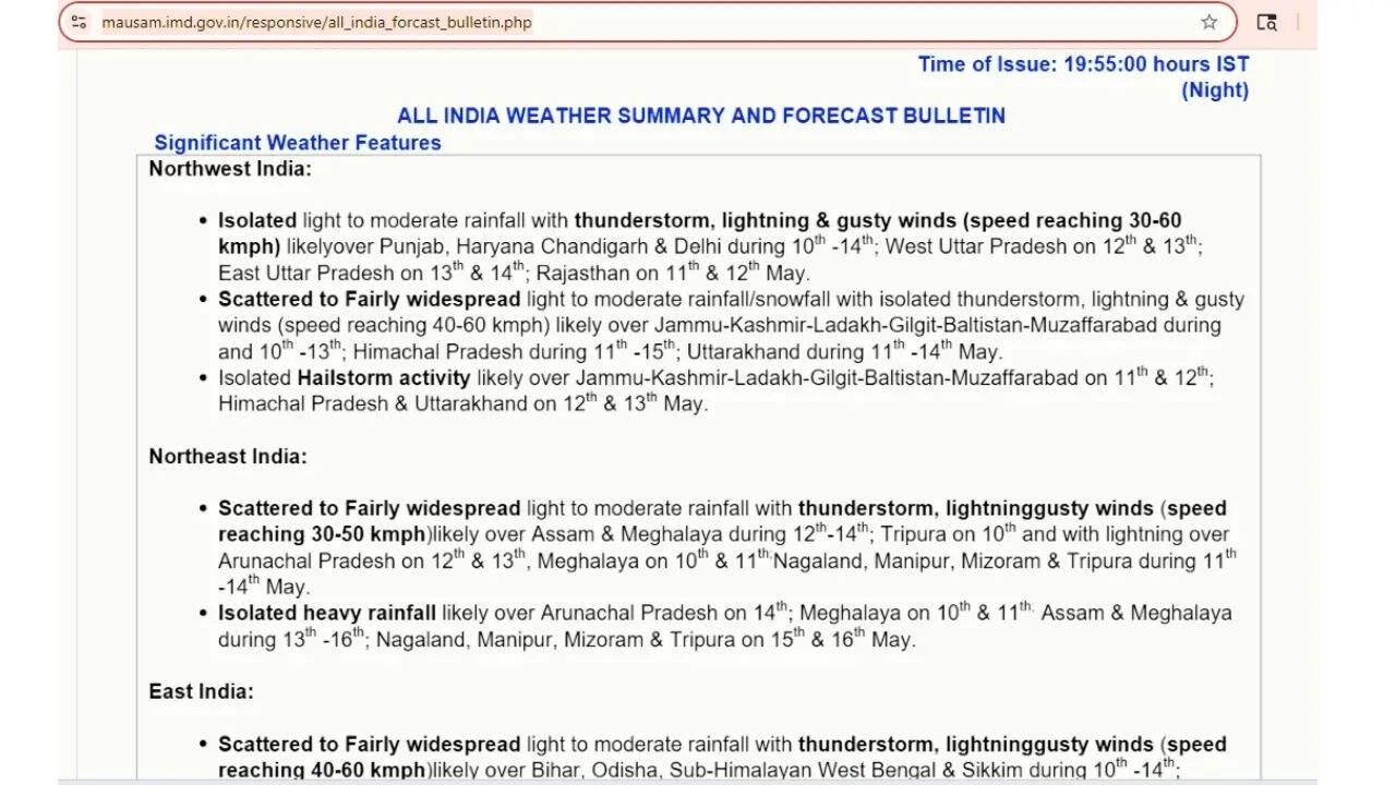 IMD weather bulletin