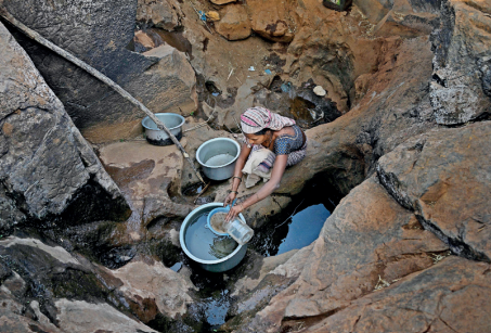 Dapurmal’s only local source of water is a rain-fed pit, which lies cracked and empty in summer.