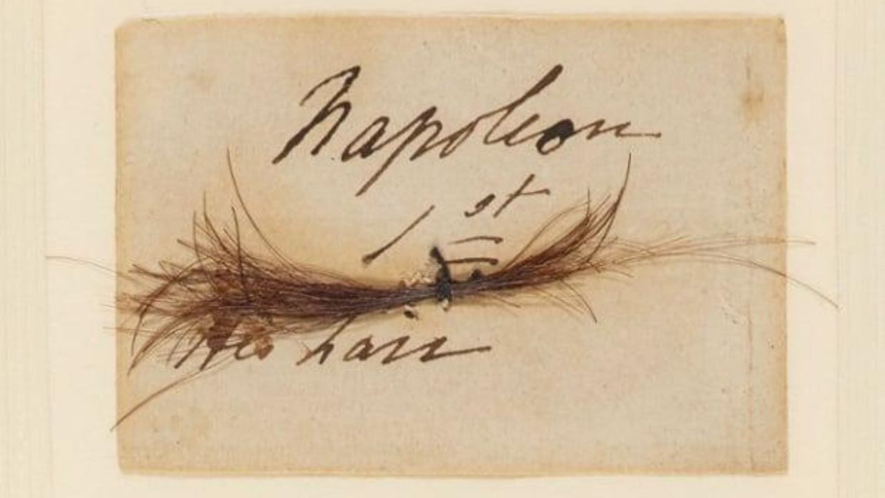Napoleon's hair, taken from the battlefield at Waterloo. Photo: the Royal Collection Trust