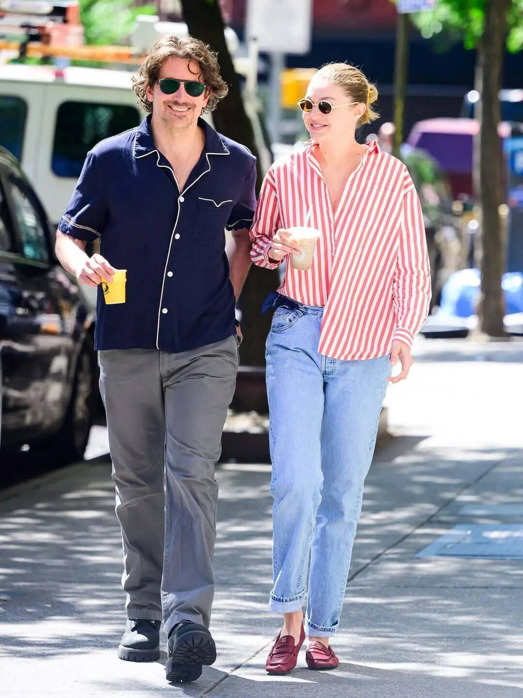 fashion icon Gigi Hadid goes sockless with loafers