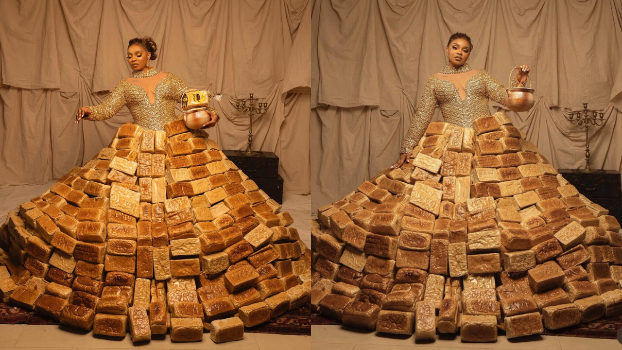 Bread-Made Red Carpet Dress