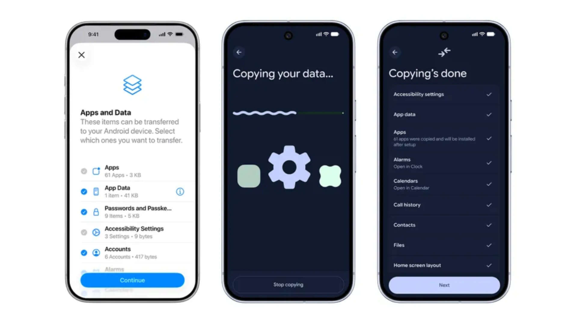 Switching from iPhone is wireless, and your homescreen comes too