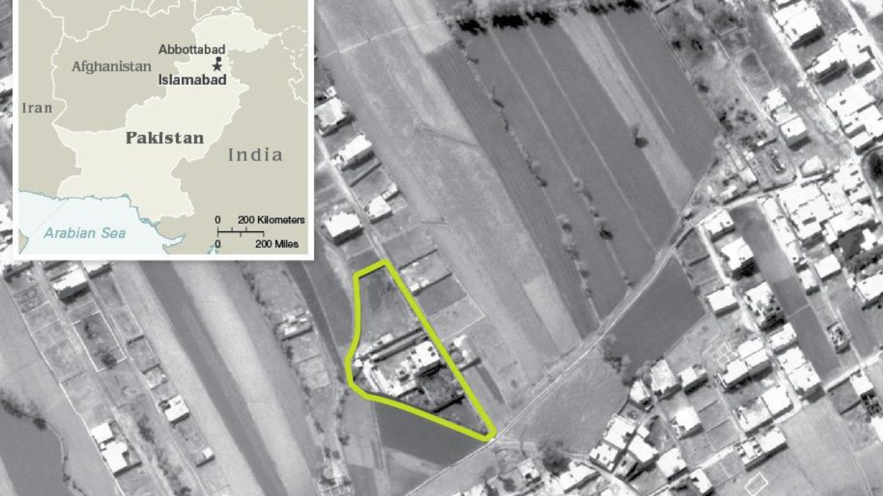 CIA released aerial view of Osama bin Laden compound Abbottabad.