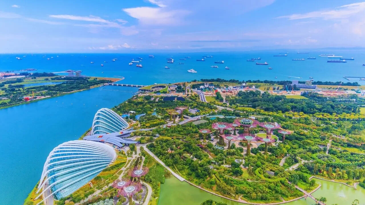 Aerial view of Singapore city