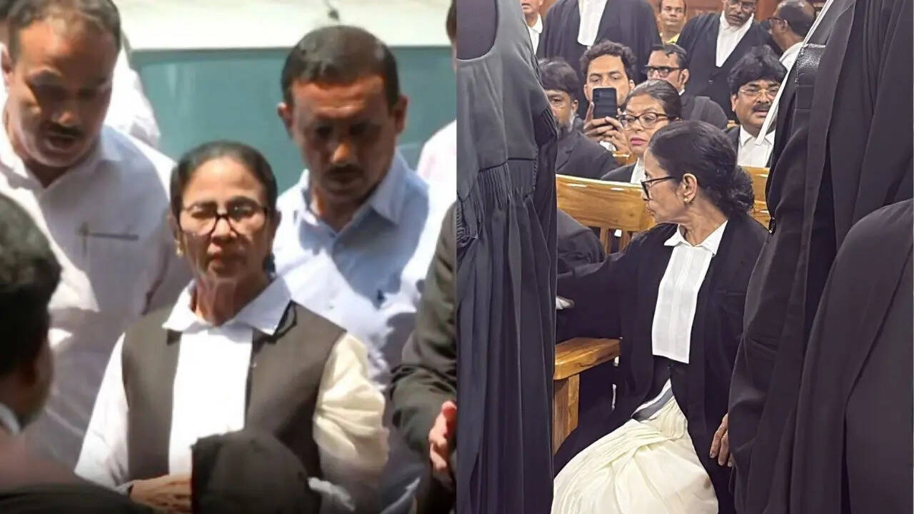 Mamata dons lawyers' robes, arrives at Calcutta HC in post-poll violence case
