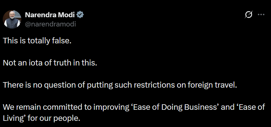 Screengrab of PM Modi's X post.