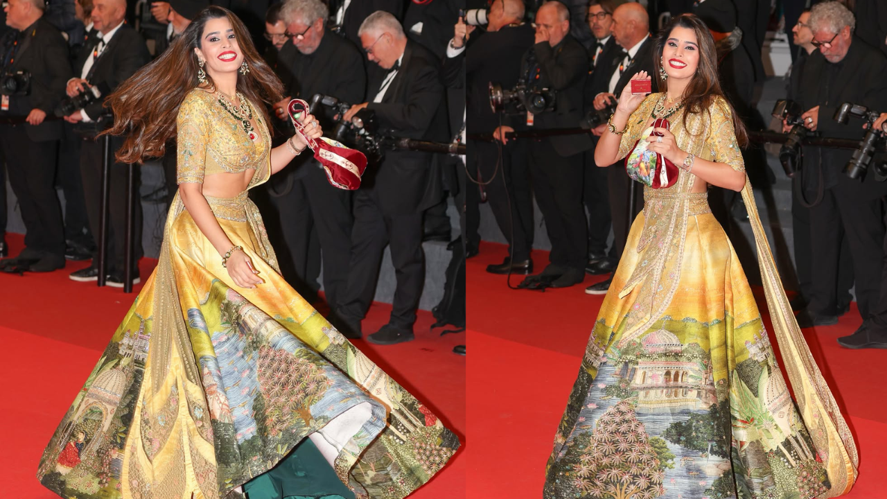 Aarti Khetarpal red carpet lehenga look at Cannes