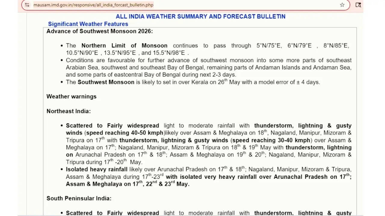 IMD weather bulletin