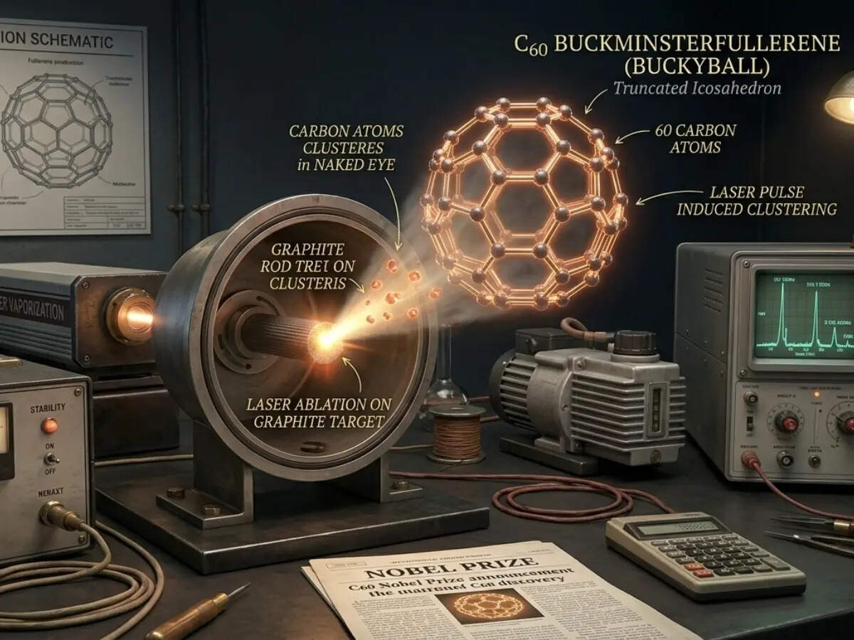 A carbon vapour experiment produced a mysterious 60-atom pattern
