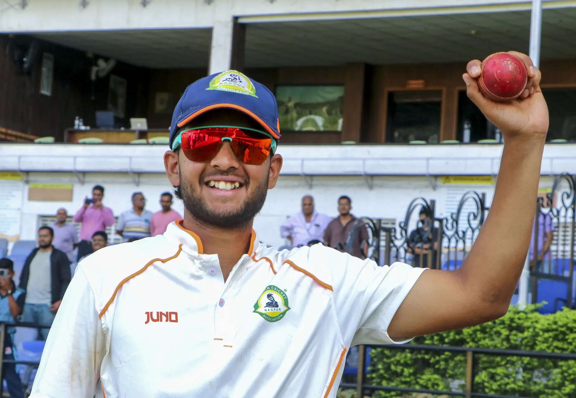 Nagpur: Vidarbha's Harsh Dubey poses for photographs after his team won the Ranj...