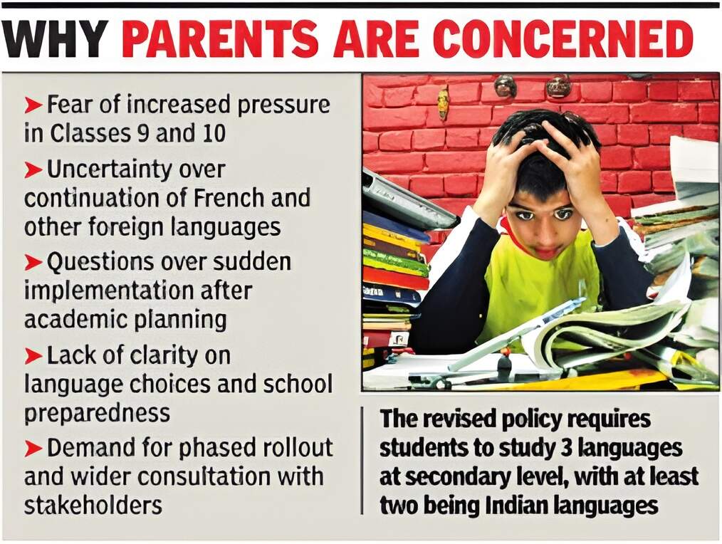 Parents' concern over 3-language policy