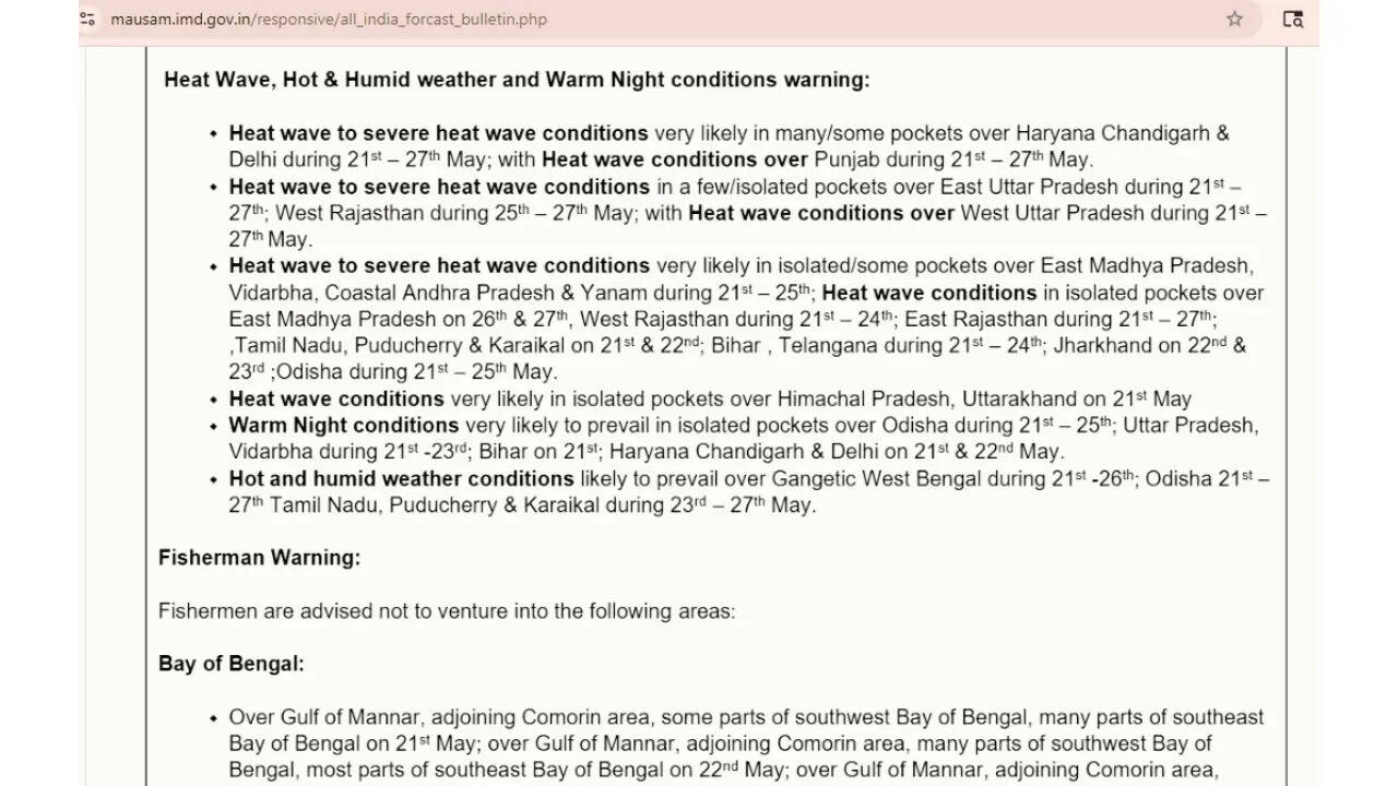IMD weather update