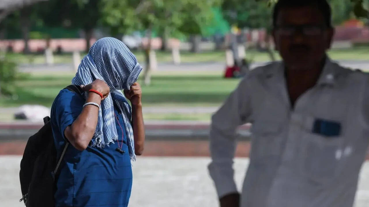 A man covered in the scorching heat (Photo credit: ANI)
